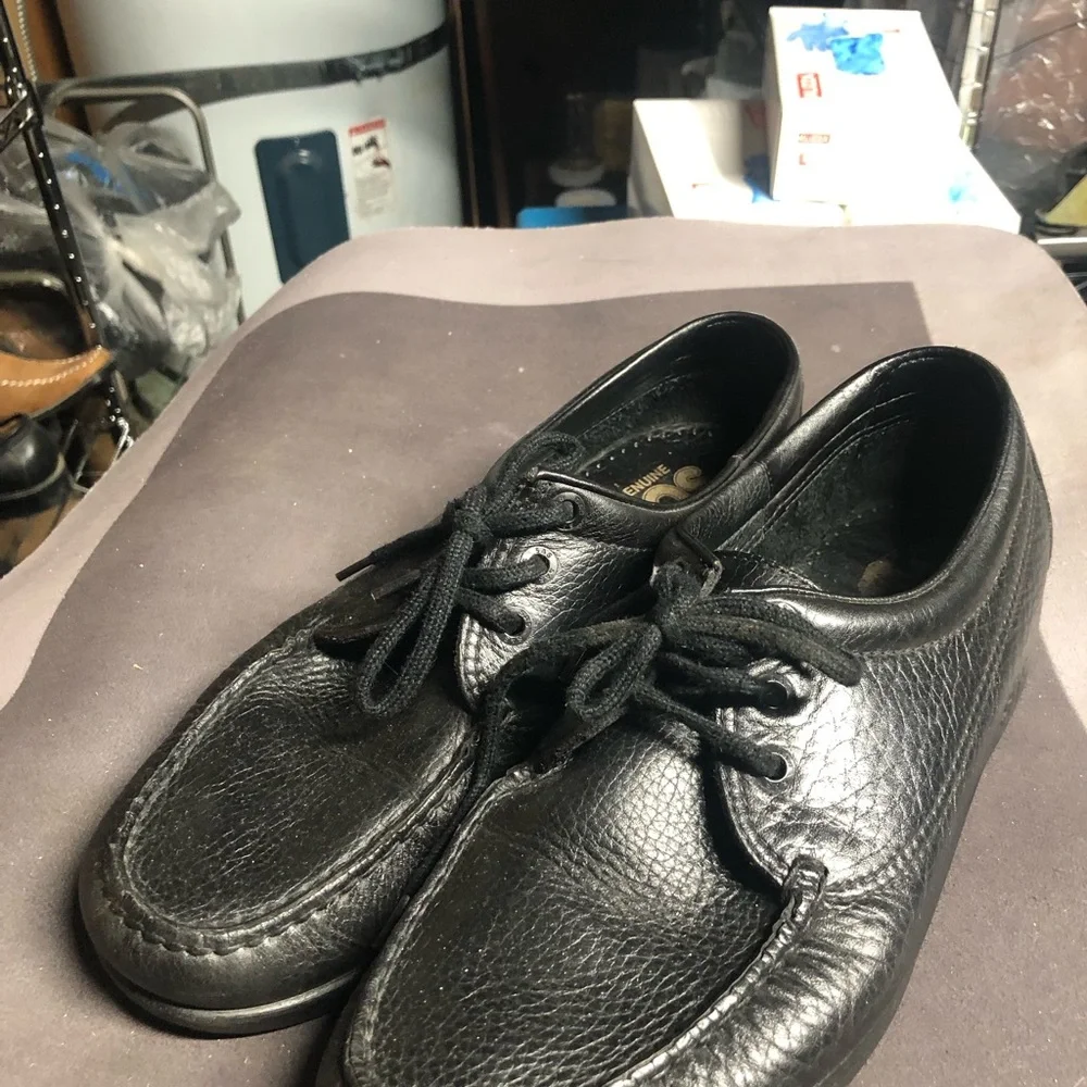 SAS Amigo Men’s Black Leather Slip-On Lace oxfords Loafers Shoes Size 10.5W